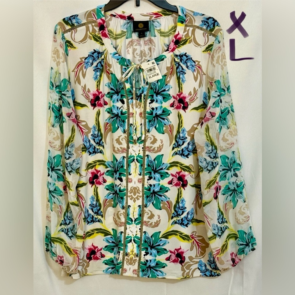 JM Collection Floral Blouse - Multicolor